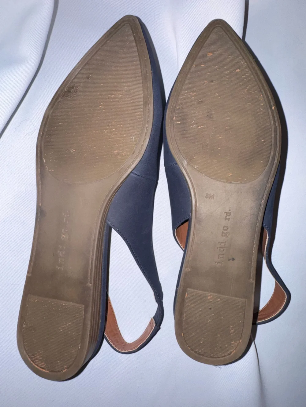 Indigo rd. Pointed Navy Slingback Flats, Size 8